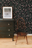 Sweet peas wallpaper - Blush pink on black