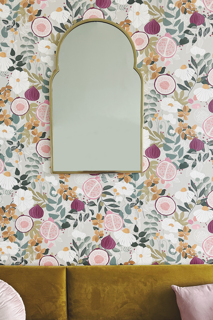 Figs + Pomegranate Floral wallpaper