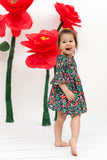 Frill sleeve twirl dress in fox floral